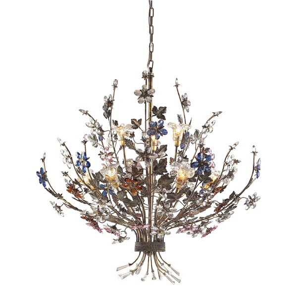 Elk Brillare Multicolored Crystal Florets 9 Light Chandelier Elk Brillare Multicolored Crystal Florets 9 Light Chandelier