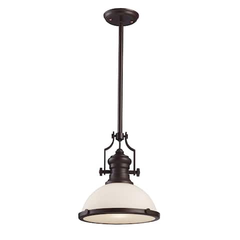 Elk Chadwick Oiled Bronze and White Glass 1-light Pendant