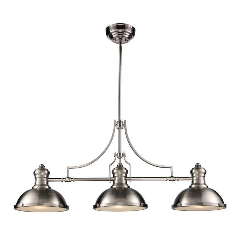 Elk Home Chadwick Satin Nickel With Metal Shade 3 Light Chandelier