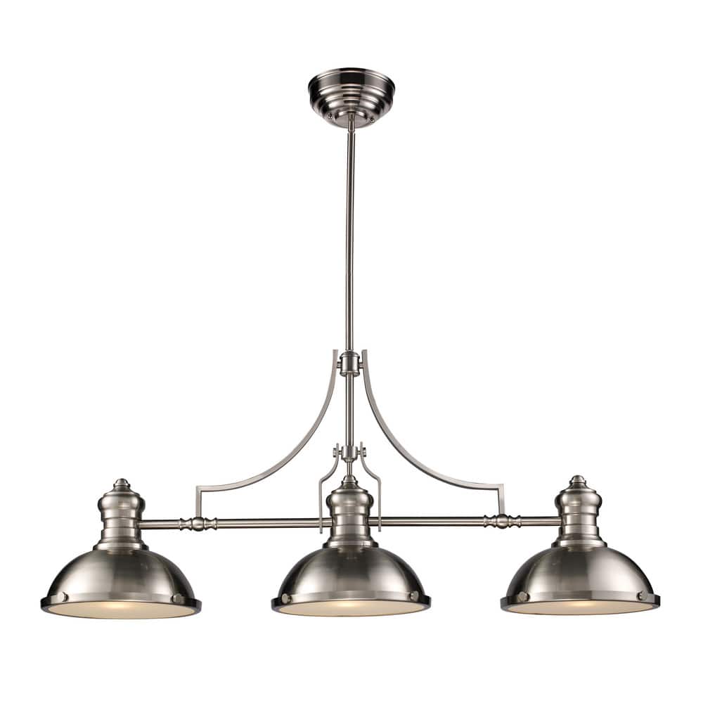 Elk Home Chadwick Satin Nickel With Metal Shade 3 Light Chandelier