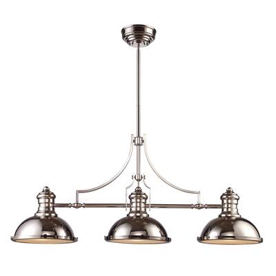 Elk Chadwick 3-light Billiard - Polished Nickel