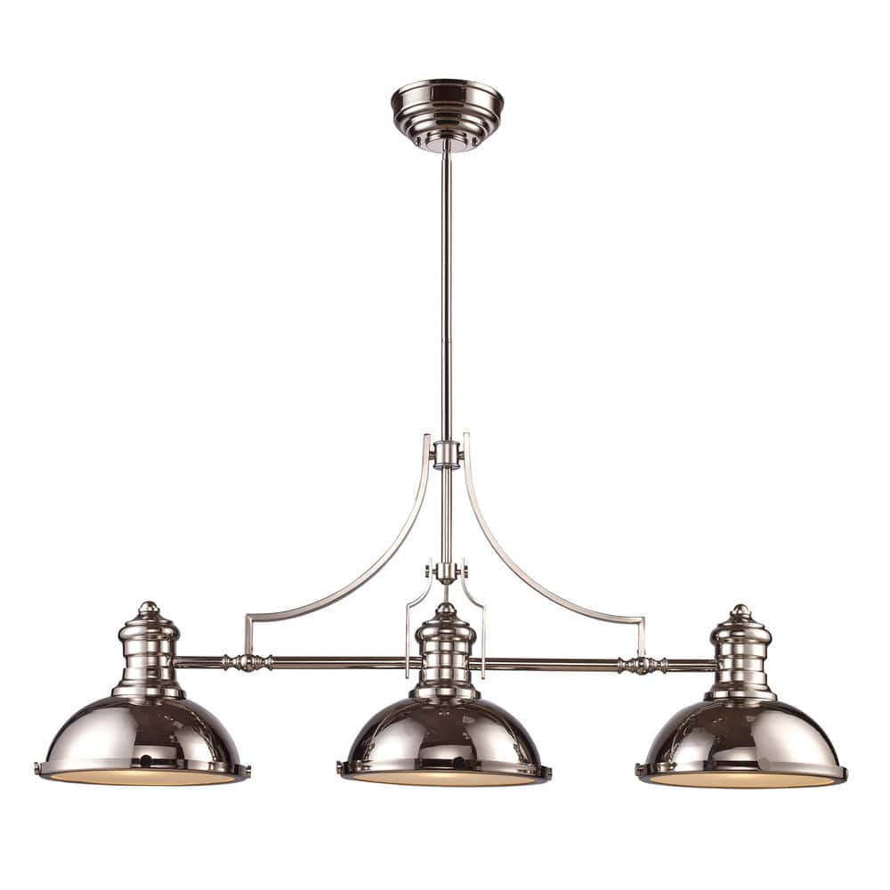 Elk Home Chadwick Polished Nickel With Metal Shade 3 Light Chandelier - Polished Nickel