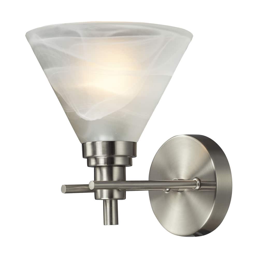 Elk Home Pemberton Nickel With White Glass 1 Light Vanity Light