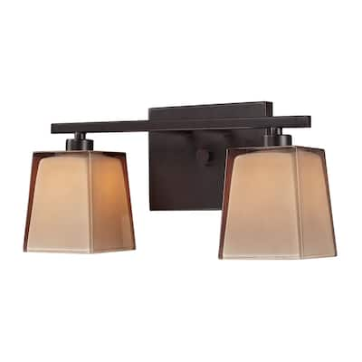 Elk Home Serenity Oiled Bronze With Amber Glass 2 Light Vanity Light