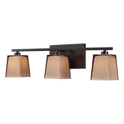 Elk Serenity Oiled Bronze and Tan Glass 3-light Vanity