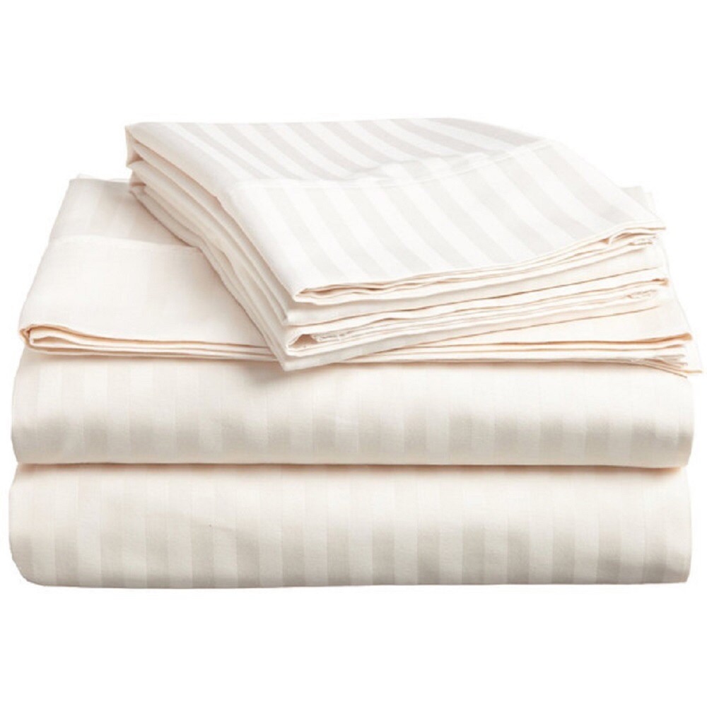 Shop Vivendi 500 Thread Count Supima Cotton Damask Stripe Sheet Set ...