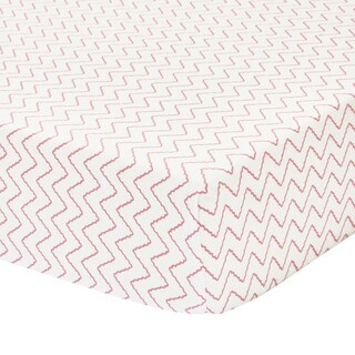 Petit Nest Penelope Pink Chevron Jersey Fitted Crib Sheet