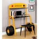 preview thumbnail 1 of 3, Netz Modern Yellow Metal 2-piece Workstation Desk Set with USBs and Power Outlets by Furniture of America