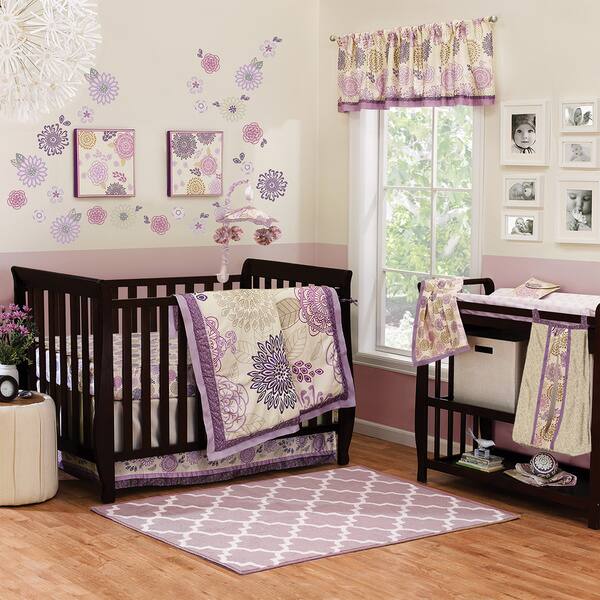 slide 1 of 1, The Peanut Shell Dahlia 4-piece Girl Crib Bedding Set