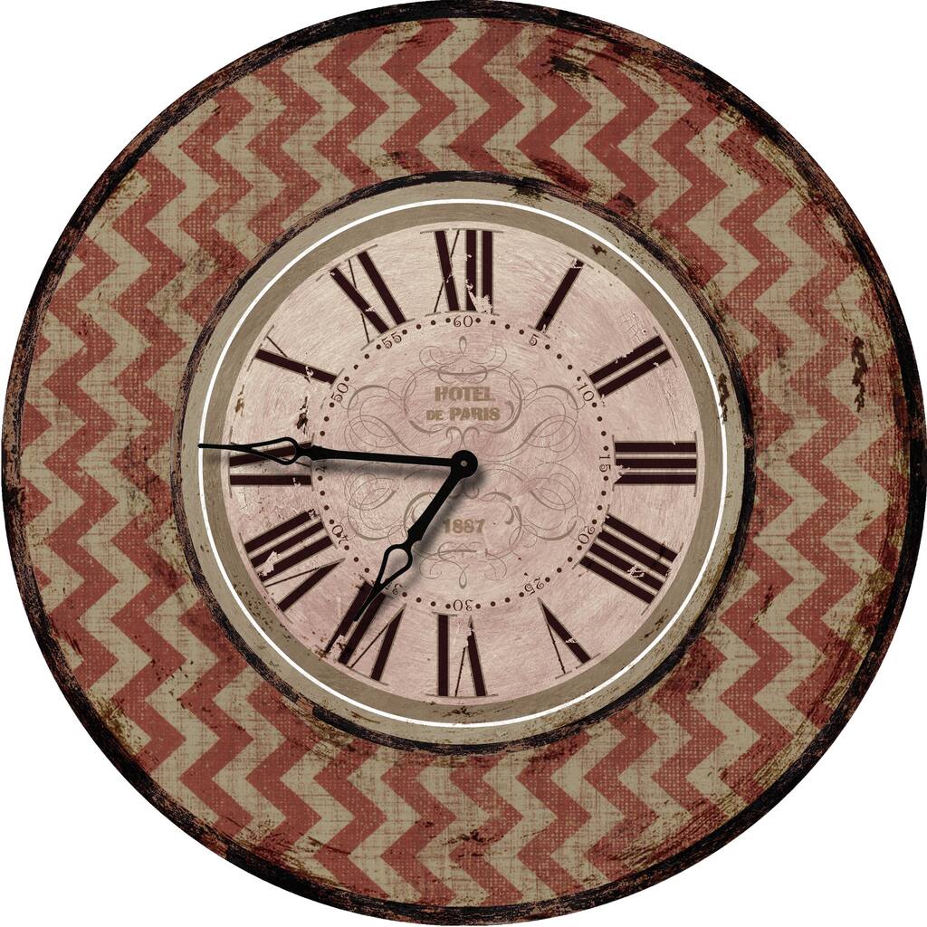 Shabby Chic Red Chevron Wall Clock