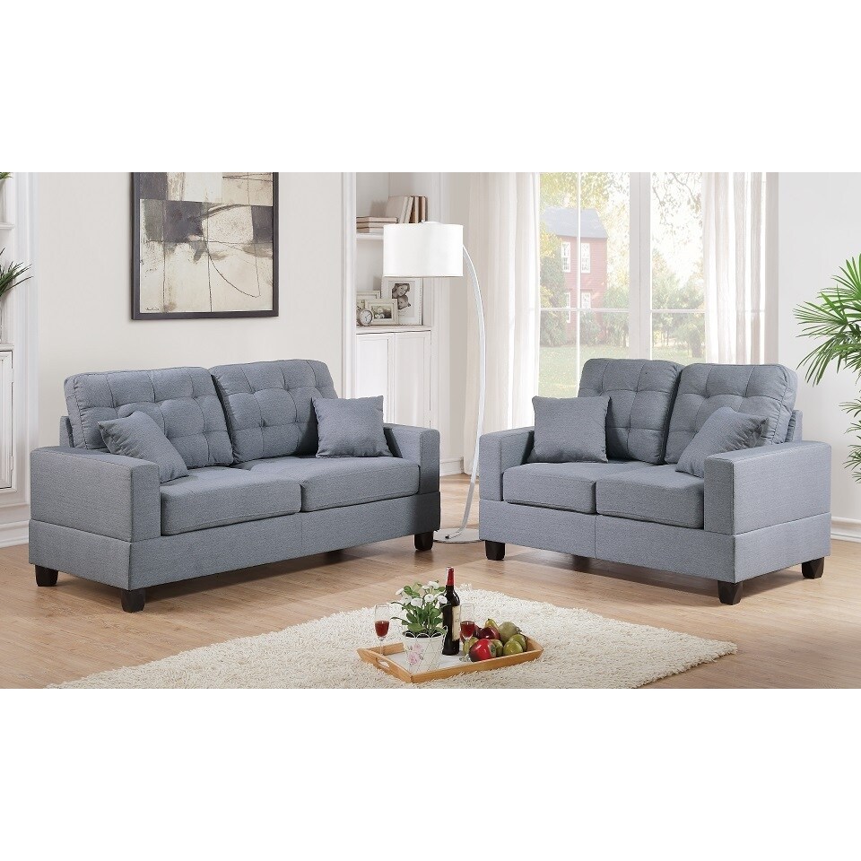 Imola Loveseat And Sofa Upholstered In Grey Poly Fiber Free Sofa Upholstered In Grey Poly Fiber