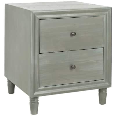 SAFAVIEH Blaise French Grey 2-Drawer Storage Night Stand Table - 22" x 22" x 26"