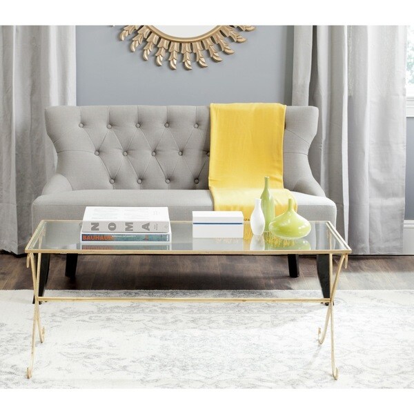Safavieh Lavar Gold/ Tempered Glass Top Coffee Table Free Shipping