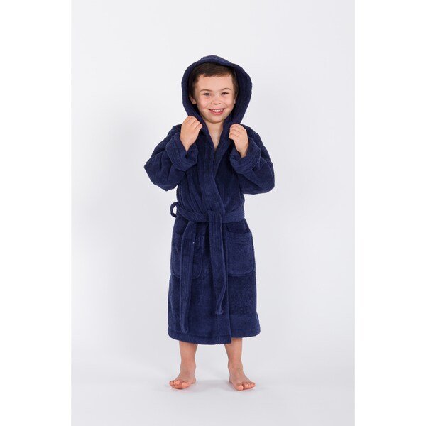 Sweet Kids Midnight Blue Turkish Cotton Hooded Unisex Terry Bathrobe