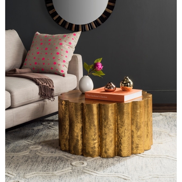 Safavieh Miriam Gold Drum Coffee Table - 28" x 28" x 15"