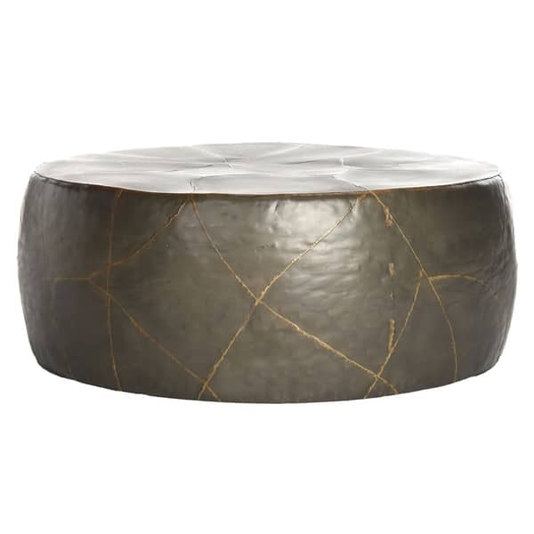 Safavieh Vernice Silver Metal Drum Round Coffee Table 41 X Safavieh Vernice Silver Metal Drum