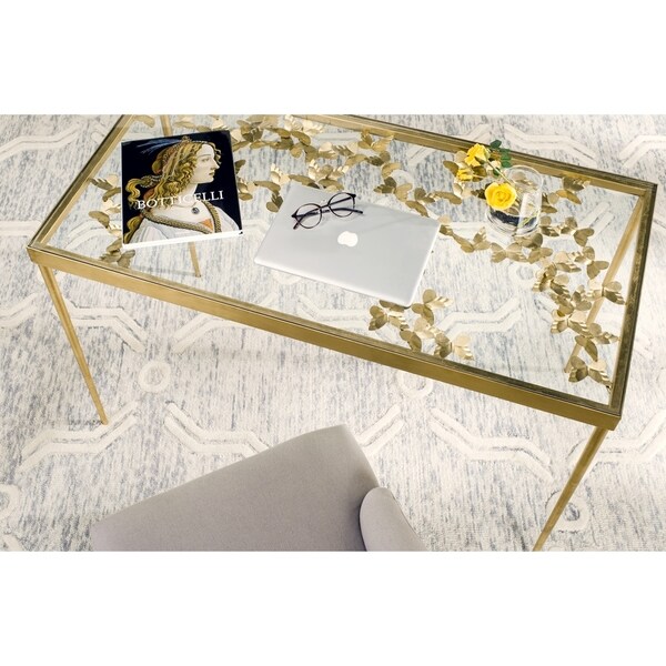Shop Safavieh Rosalia Butterfly Antique Gold Leaf Desk Free Shipping