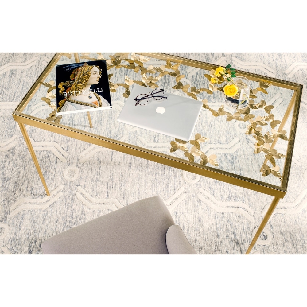 Safavieh Rosalia Butterfly Antique Gold Leaf Desk