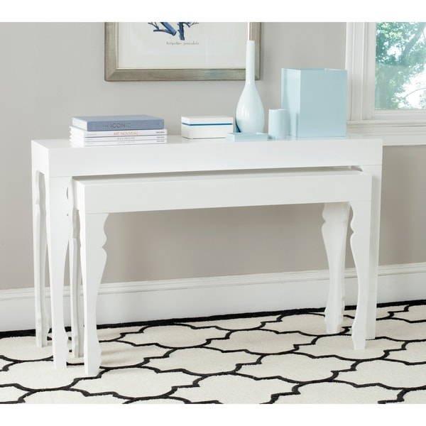 SAFAVIEH Beth White Lacquer Nesting Table - 51" x 13.3" x 31.5". Opens flyout.