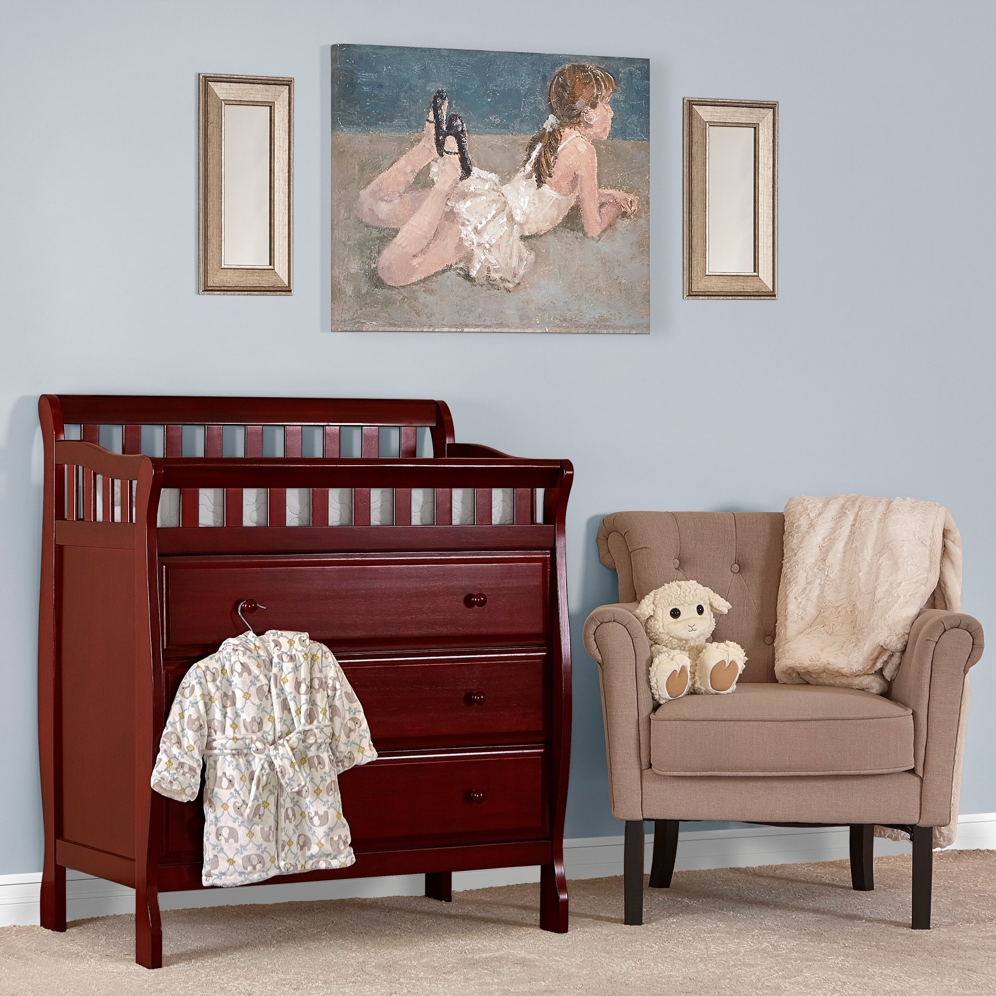 cherry changing table dresser