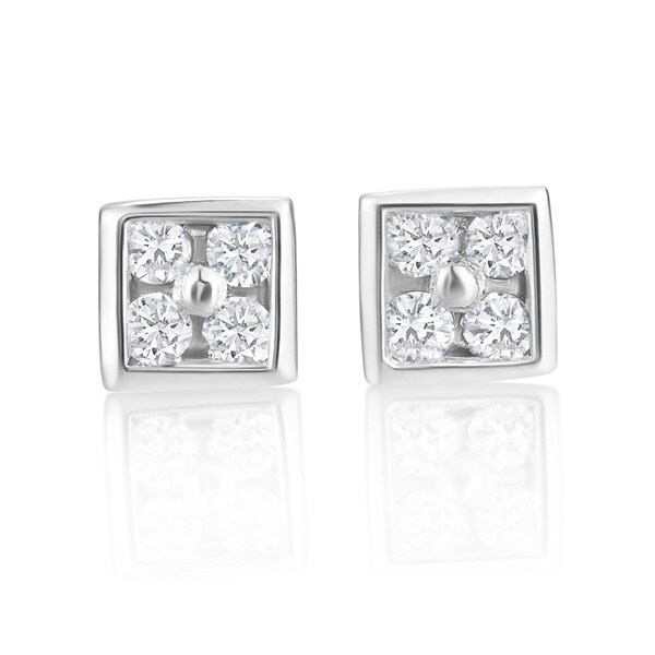 SummerRose 14k White Gold 1/10ct TDW Diamond Stud Earrings - White H-I
