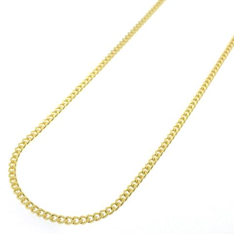 Authentic Solid Sterling Silver 2mm Cuban Curb Link .925 ITProLux Yellow Gold Necklace Chains 16" - 30", Made In Italy