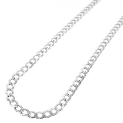 Authentic Solid Sterling Silver 4mm Cuban Curb Link .925 ITProLux Necklace Chains 16" - 30", Men & Women, Made In Italy
