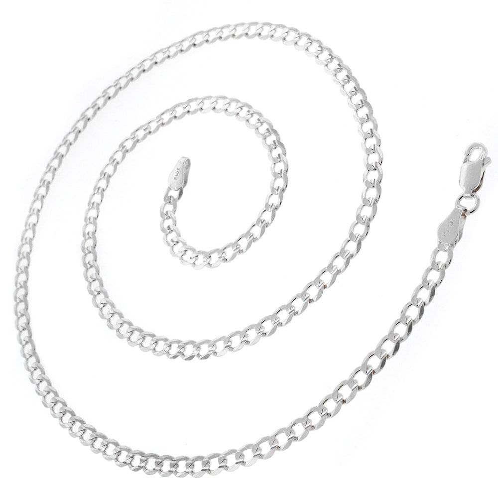 16-30 inch 2mm Curb Chain 3/4 inch Sterling Silver Block Initial U Necklace Alphabet Letters High Polished
