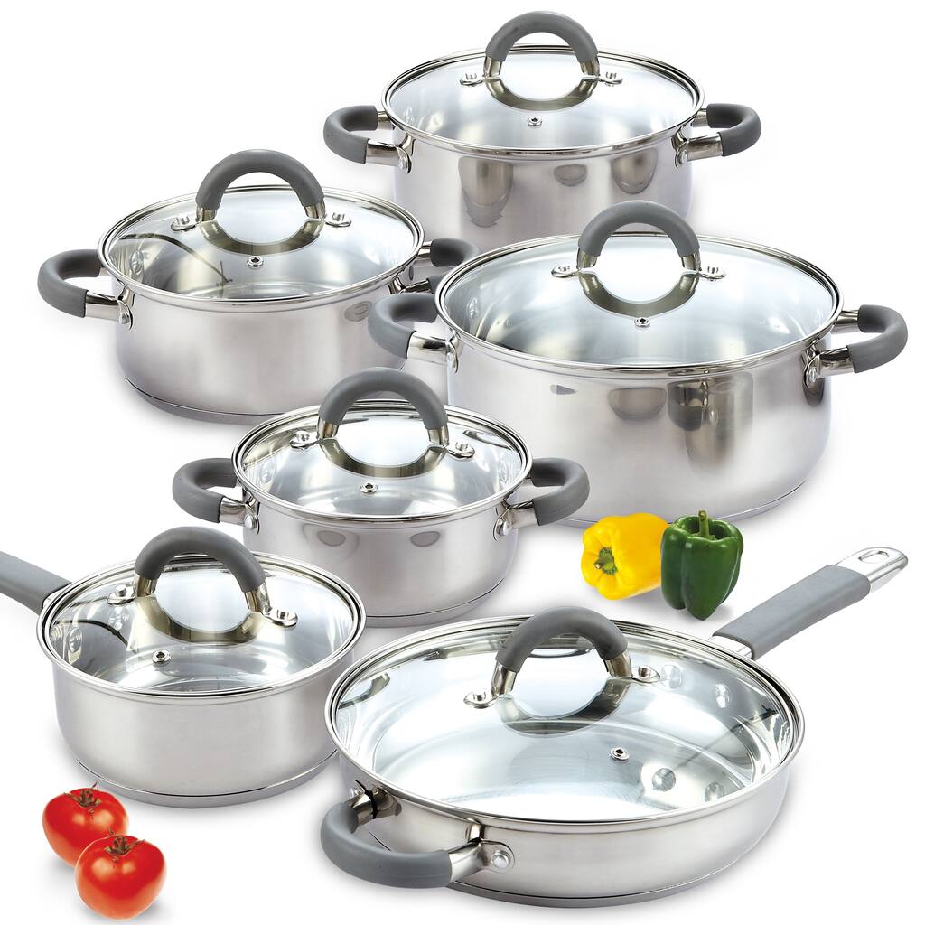 Cook N Home 12-Piece Stainless Steel Cookware Set