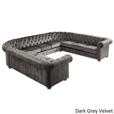 Black Living Room Furniture Sets Online At Our Best Knightsbridge Tufted Scroll Arm Chesterfield 11 Seat U Shaped Sectional By Inspire Q
