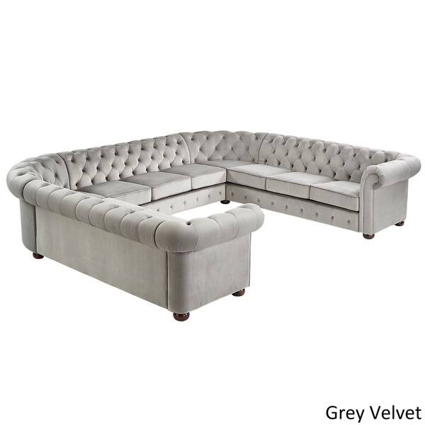 Shop Knightsbridge Tufted Scroll Arm Chesterfield 11 Seat U Shaped