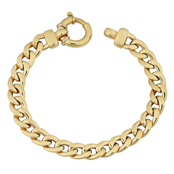 Shop Fremada 18k Yellow Gold Italian 8-mm High Polish Curb Chain Bracelet (7.5 inches) - On Sale ...
