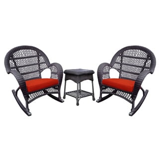 Havenside Home Surfside Espresso Rocker Wicker Chair And End Table Set ...