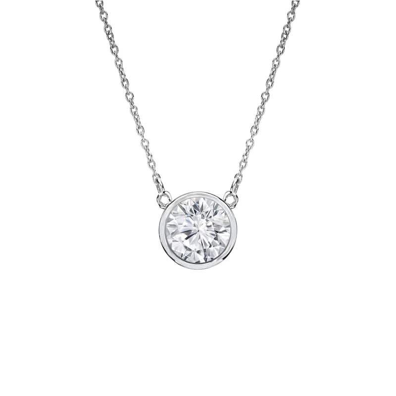 Auriya 1/4ctw Round Solitaire Diamond Necklace 14k Gold Bezel-set - 4mm (H-I, VS1-VS2) - White