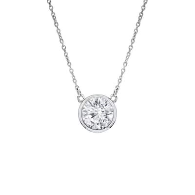 Auriya 1/4ctw Round Solitaire Diamond Necklace 14k Gold Bezel-set - 4mm (H-I, VS1-VS2)