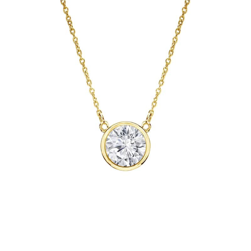Auriya 1/4ctw Round Solitaire Diamond Necklace 14k Gold Bezel-set - 4mm (H-I, VS1-VS2) - Yellow