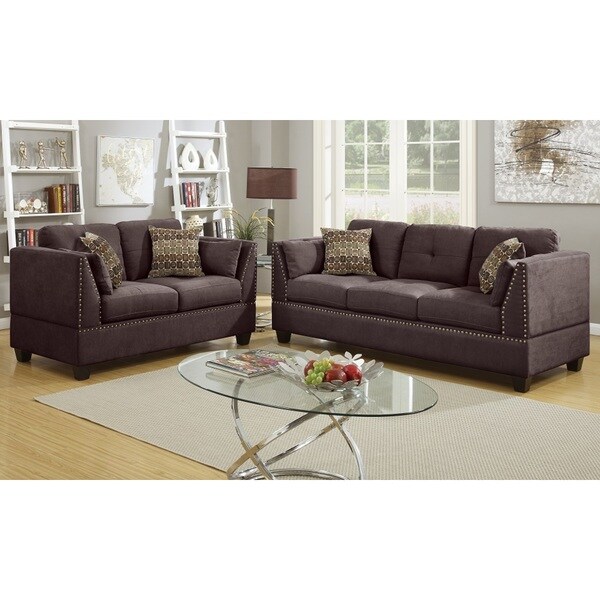 Casoria Loveseat And Sofa Upholstered In Velvet Fabric