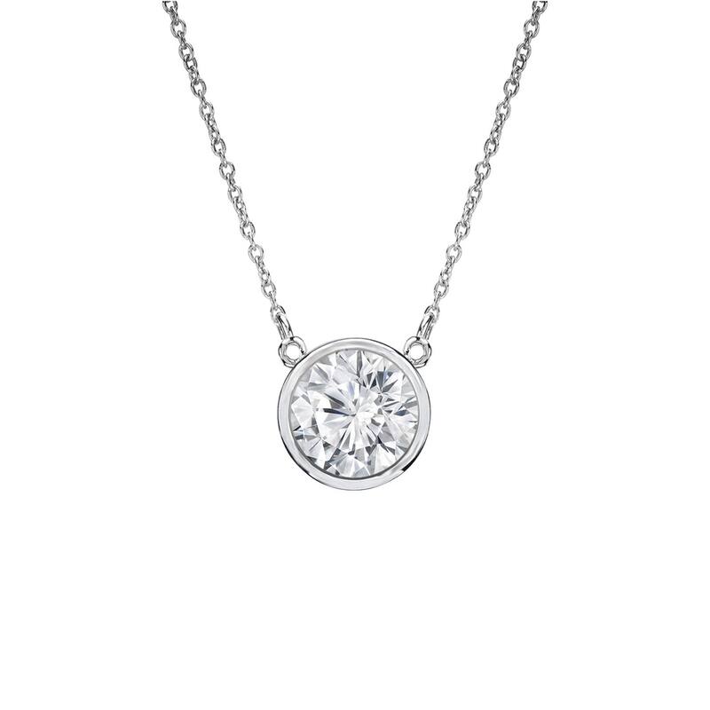Auriya 1/3ctw Round Solitaire Diamond Necklace 14k Gold Bezel-set - 4.4mm (H-I, VS1-VS2) - White