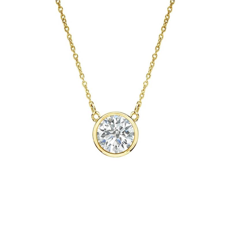 Auriya 1/4ctw Round Solitaire Diamond Necklace 14k Gold Bezel-set - 4mm (I-J, SI2-SI3) - Yellow