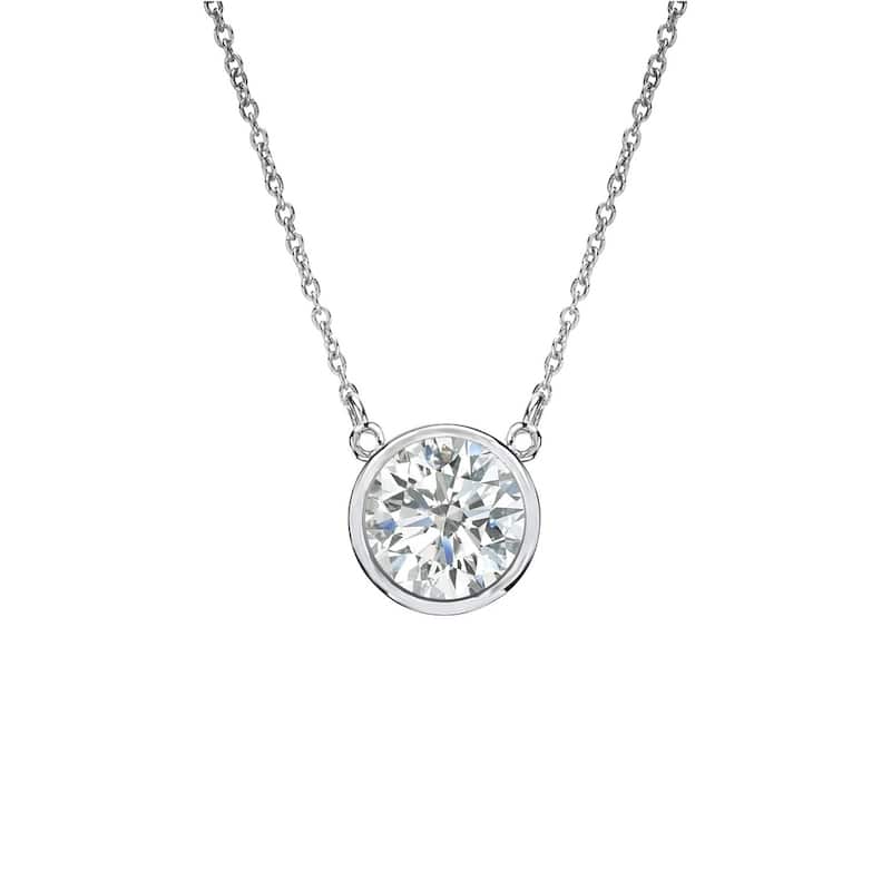 Auriya 1/3ctw Round Solitaire Diamond Necklace 14k Gold Bezel-set - 4.4mm (I-J, SI1-SI2)