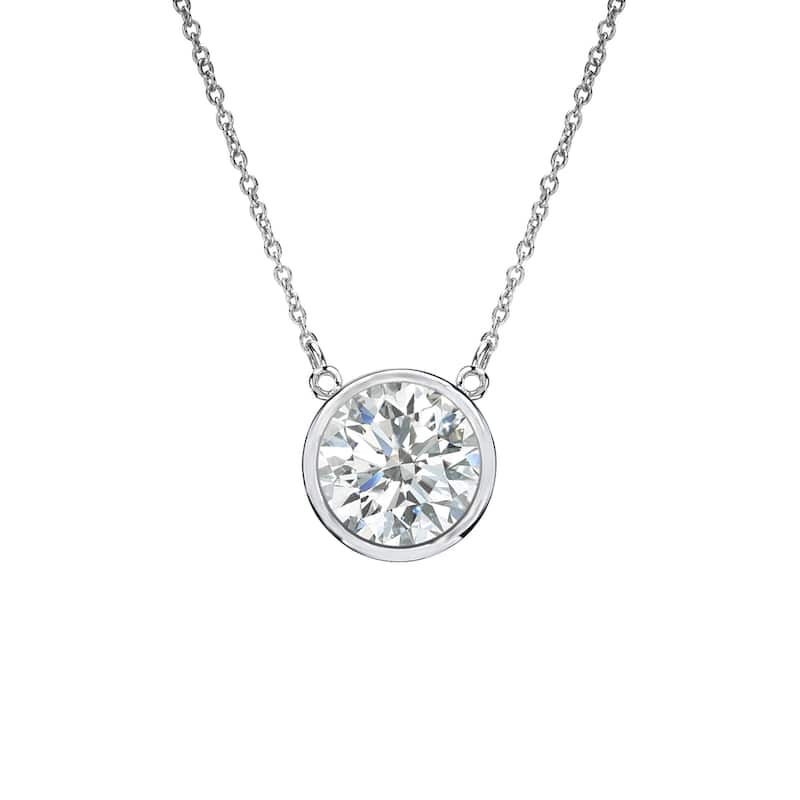 Auriya 1/2ctw Round Solitaire Diamond Necklace 14k Gold Bezel-set (I-J, SI1-SI2) - 5mm