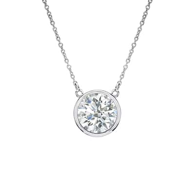 Auriya 1/2ctw Round Solitaire Diamond Necklace 14k Gold Bezel-set (I-J, SI1-SI2) - 5mm