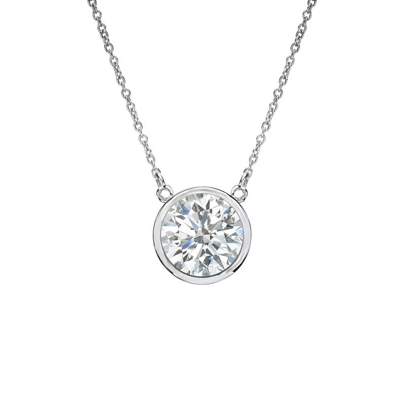 Auriya 1/2ctw Round Solitaire Diamond Necklace 14k Gold Bezel-set (I-J, SI2-SI3) - 5mm - White