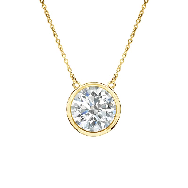 Auriya 3/4ctw Round Solitaire Diamond Necklace 14k Gold Bezel-set - 5.9mm (I-J, SI1-SI2) - Yellow