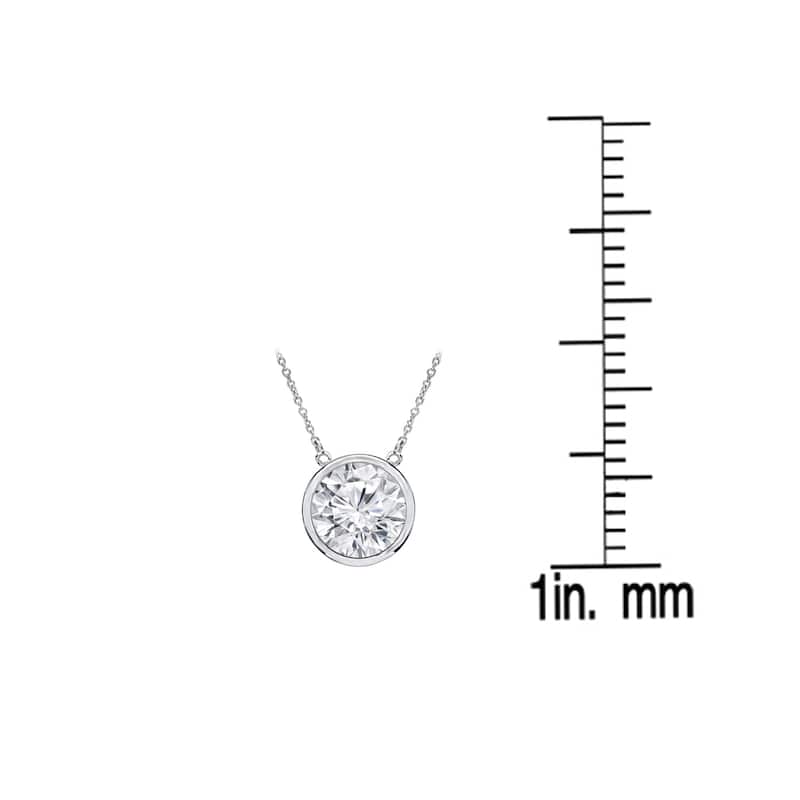 Auriya 3/4ctw Round Solitaire Diamond Necklace 14k Gold Bezel-set - 5.9mm (H-I, VS1-VS2)