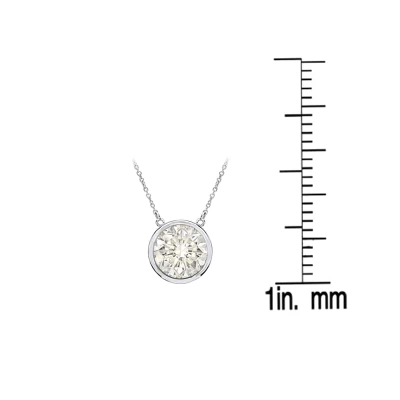 Auriya 1ctw Round Solitaire Diamond Necklace 14k Gold Bezel-set - 6.5mm (J-K, I1-I2)