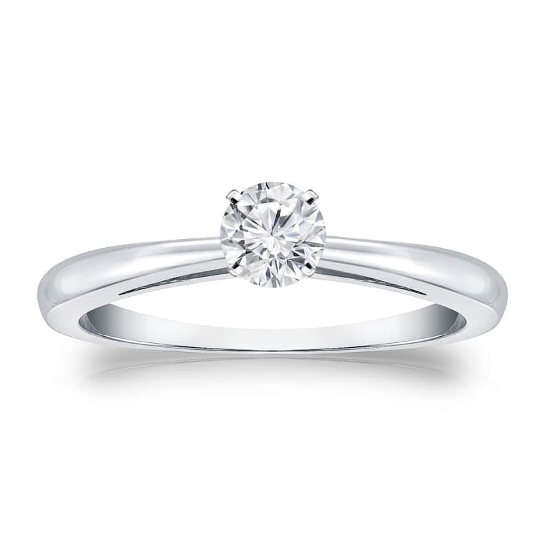 Auriya 18k Gold 1/4 carat TW Round Solitaire Diamond Engagement Ring (H-I, VS1-VS2) - 10 - White