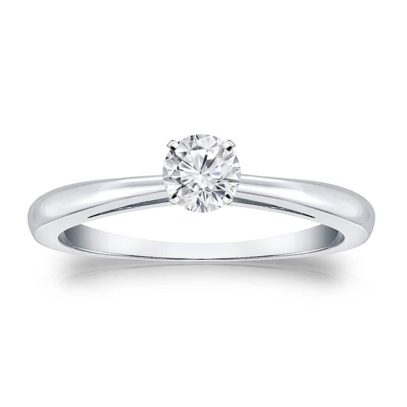Auriya 18k Gold 1/4 carat TW Round Solitaire Diamond Engagement Ring (H-I, VS1-VS2) - 4 - White