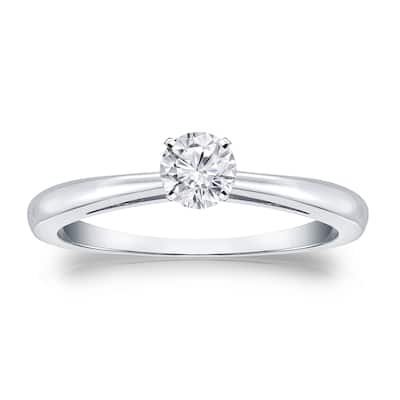 Auriya 18k Gold 1/4 carat TW Round Solitaire Diamond Engagement Ring (H-I, VS1-VS2)