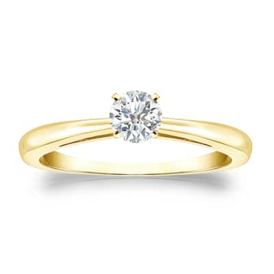 Auriya 18k Gold 1/4 carat TW Round Solitaire Diamond Engagement Ring (I-J, SI1-SI2)